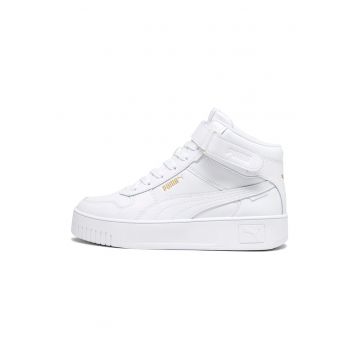 Pantofi sport mid-high de piele si piele ecologica cu banda velcro Carina Street - Alb/Auriu