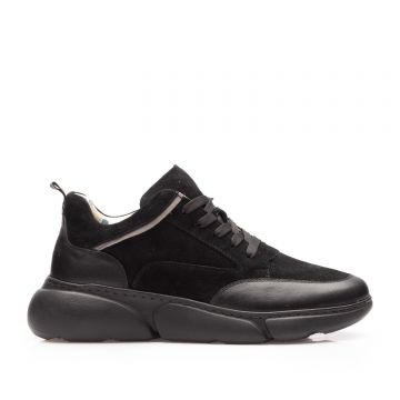Pantofi sport damă din piele naturală, Leofex- 238 Negru velur/box