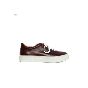 Sneakers bărbați din piele naturală, Leofex - 649-1 Maro Box