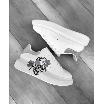 Adidasi dama casual alb cu mov FCL705