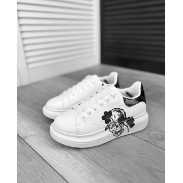 Adidasi dama casual alb cu negru FCL705