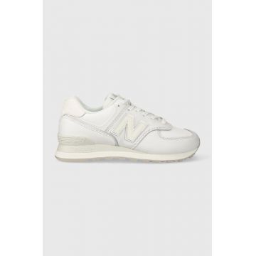 New Balance sneakers din piele 574 culoarea alb, WL574IM2